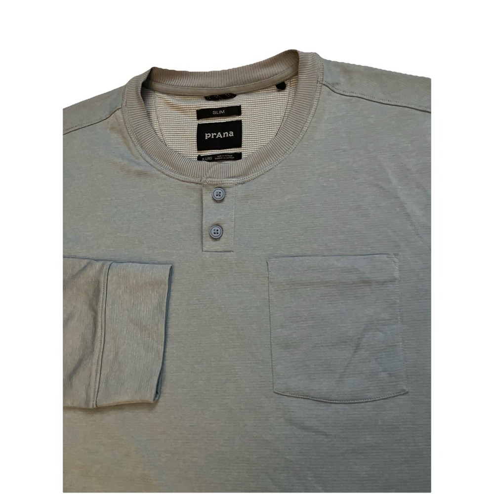 Prana Ronnie Henley Shirt Mens Large Blue Long Sleeve Outdoor Top XL SLIM